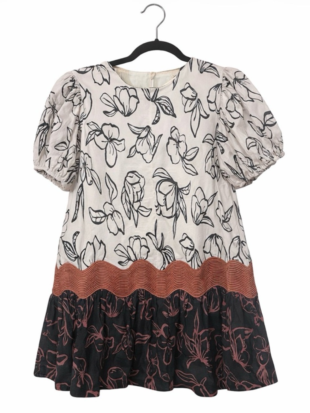 Entro — Women Floral Patchwork Dress in Cream, navy and Rust